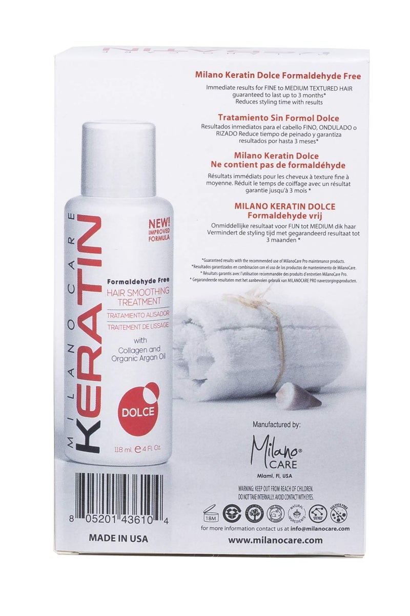 Milano Care Keratin Hair Smoothing Treatment - Professional Salon System with Clarifying Shampoo, Dolce 4 fl oz - Image 2